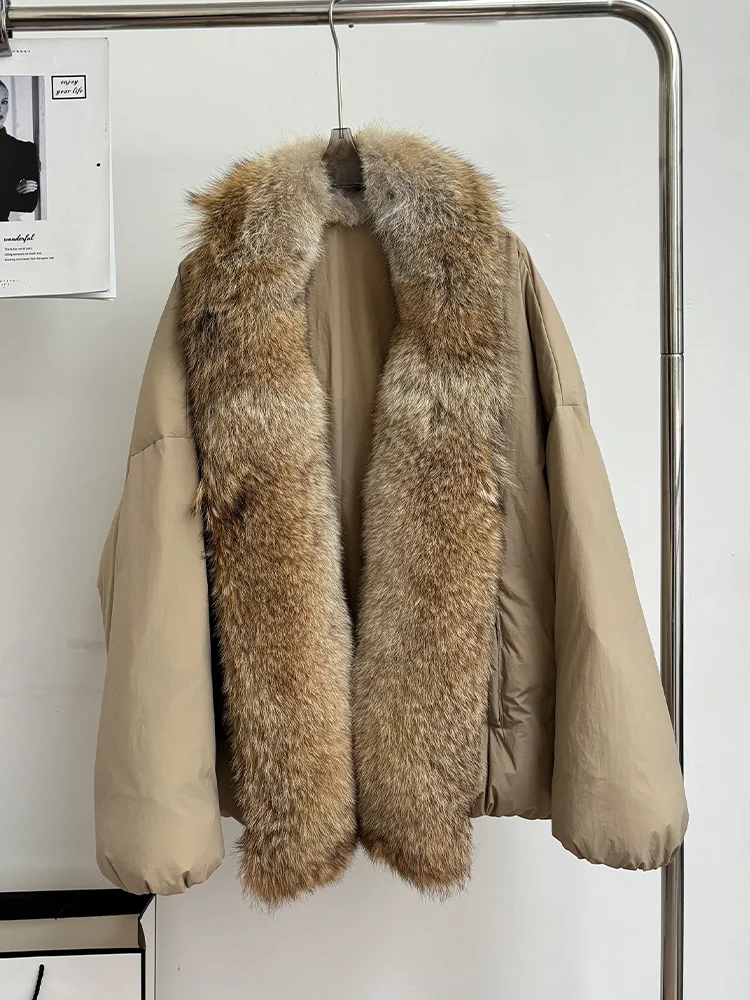 2023 neue Winter Warme Gans Unten Jacken Natürliche Echt Fox Pelz Kragen Frauen Puffer Jacken Dicke Mäntel Weibliche Outwear