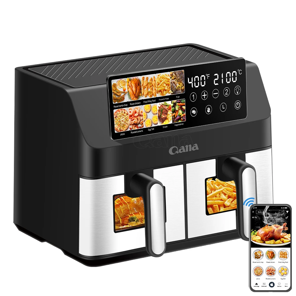 &* 10L Commercial Dual Air Fryer With Digital Touch Screen Non-Stick Baskets High Capacity OEM For Restaurants Bulk Orders