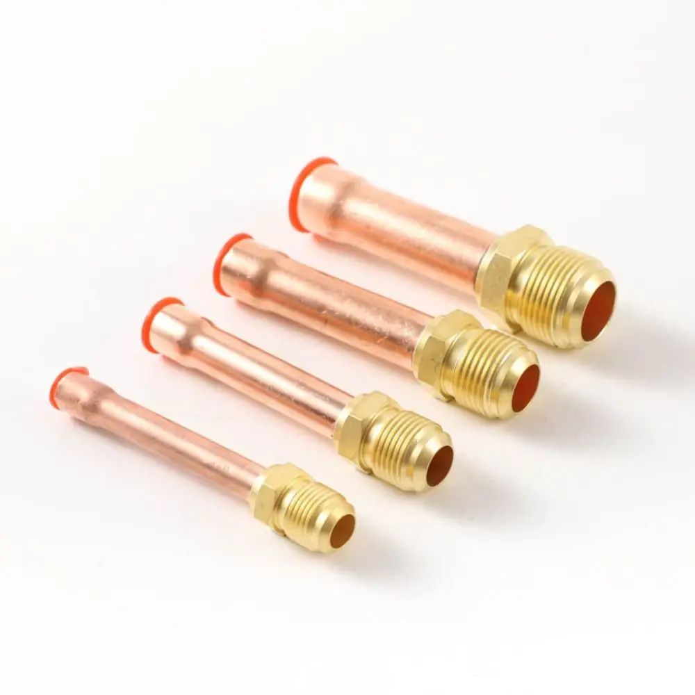 Forged Brass Air Conditioning Copper Pipe Threaded Connector End Feed Coupler Flare Pipe Fitting SAE 1/4 3/8 5/8 1/2 3/4
