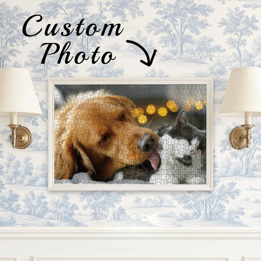 35/300/500/1077pcs Personalized Custom Photo Puzzle Pet Photos Parent-Child Interactive Diy Assemble Game Toy