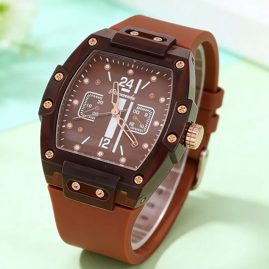 

New Fashion Luxury Woman Tonneau Silicone Watch Women Business Wristwatches Students Sports Quartz Watches Reloj Hombre Gifts