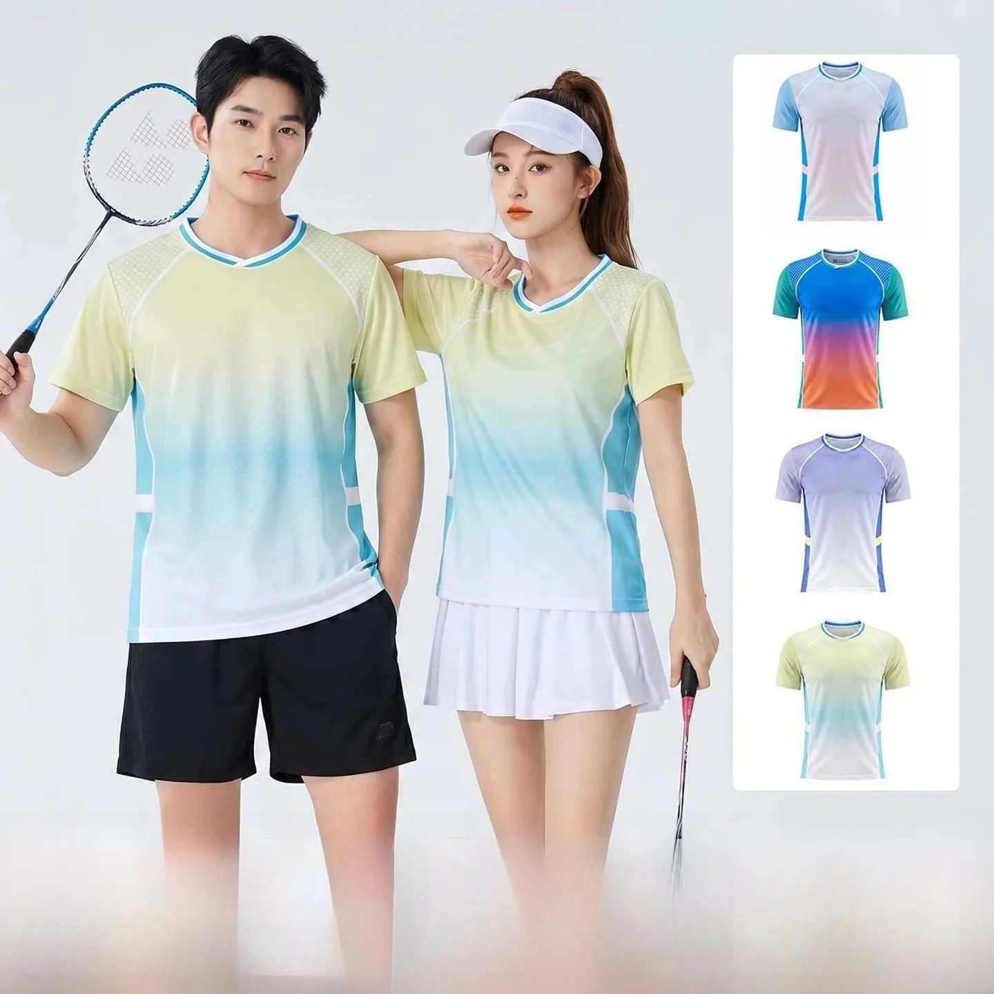 New Arrival Tennis Badminton Uniform Set Unisex Quick Dry Breathable Short Sleeve Jersey Shorts Training Competition Sportswear