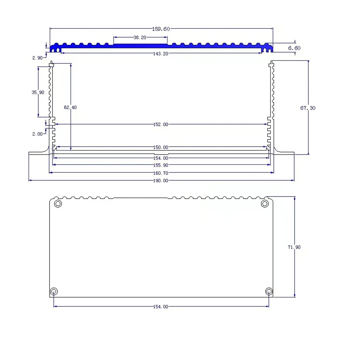 Aluminum Enclosure 190*71*155/200/250mm Waterproof Split Box Silver/Black With Ear Type Electronic DIY Power Housing Instrument