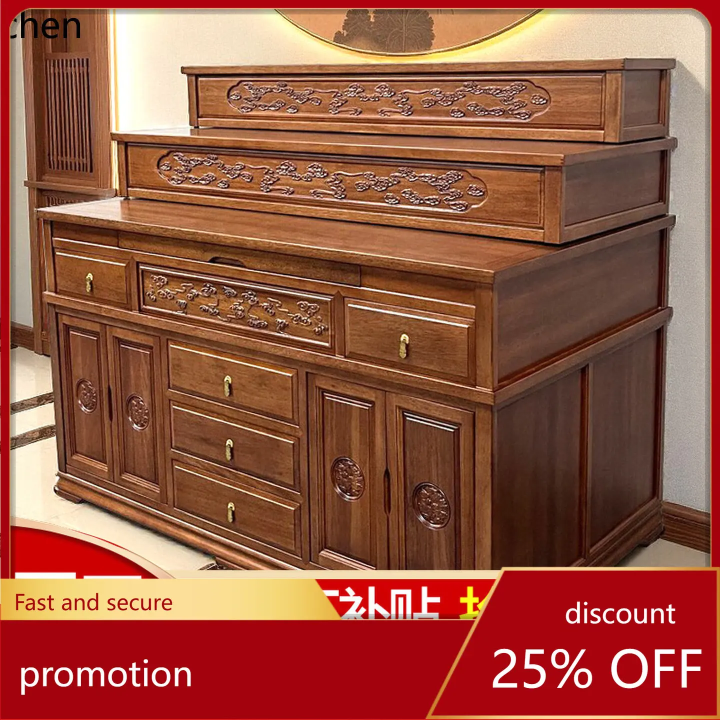 

Cz solid wood buddhist niche for home fairy hall special table for home three-layer buddhist cabinet offering table incense case