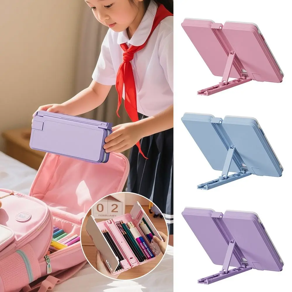 Dual-use Reading Bookshelf Pencil Case Large Capacity Multi-functional Pen Box Bookstand Stationery Box for Students