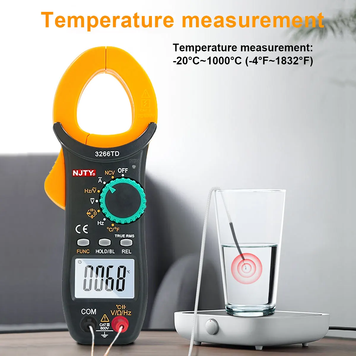 NJTY 3266TA 3266TD Digital Clamp Meter Professional Multimeter True RMS Auto Range AC DC Voltage Ammeter NCV Ohm HZ Miltimeter