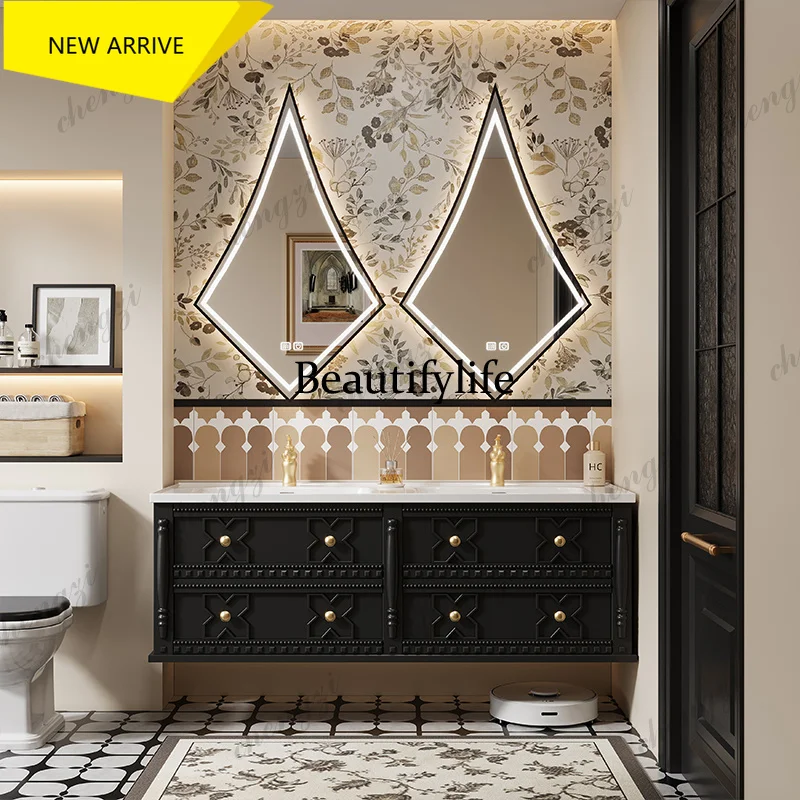 M178 Espejo Estético Moderno para Baño, Mueble de Almacenamiento Vintage Flotante, Gabinete de Lujo Flotante, Mueble de Baño de Última Tendencia
