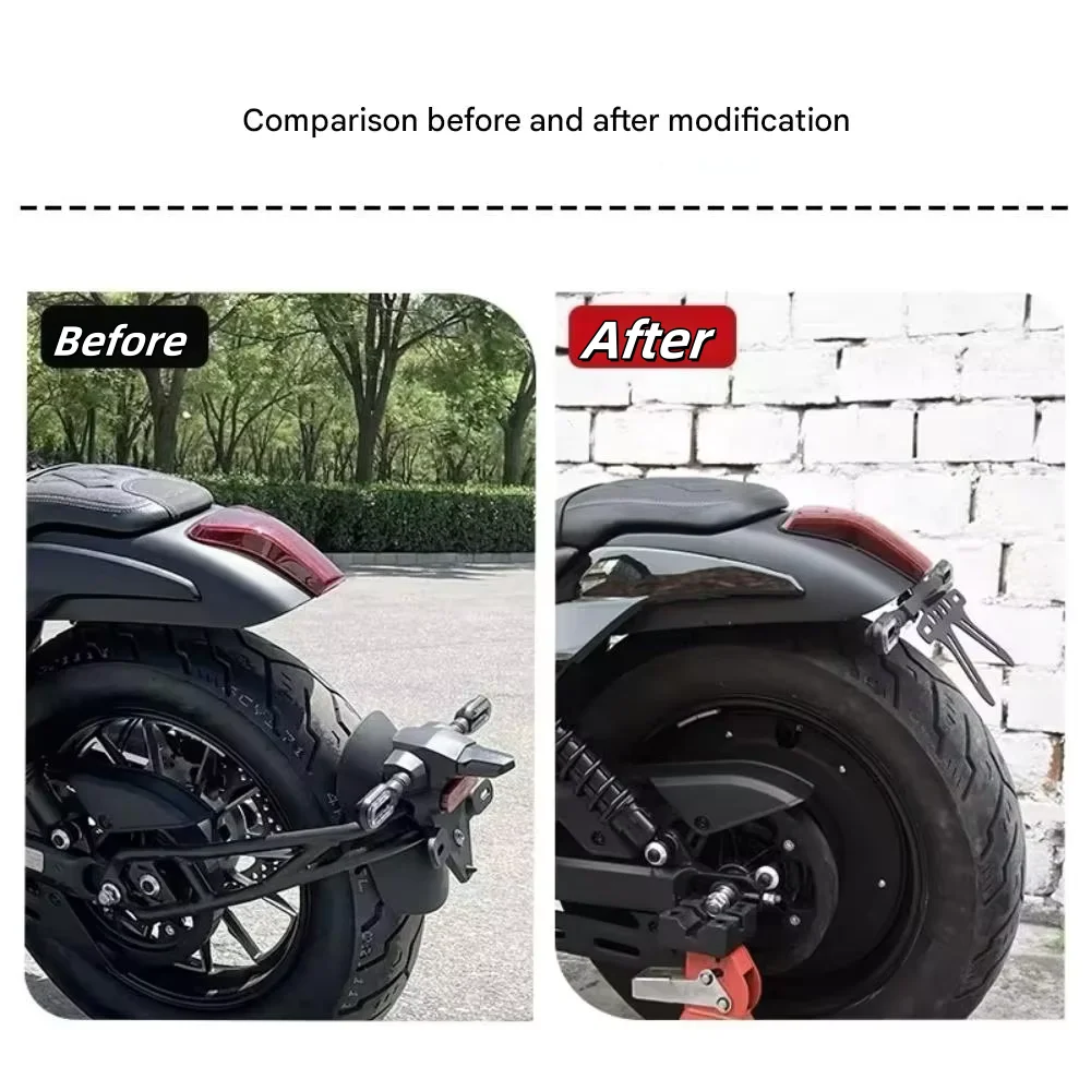 For VOGE CU525 Retro motorcycle stainless steel rear license plate frame LED turn signal bracket