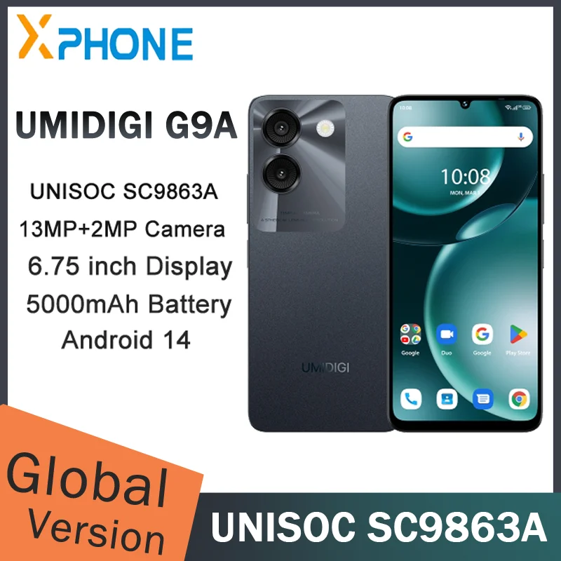 UMIDIGI G9A martphone  4GB+64GB 6.75 ” Face ID Identification 5000mAh 13MP Camera Android 14 Go UNISOC SC9863A 4G  CellPhone