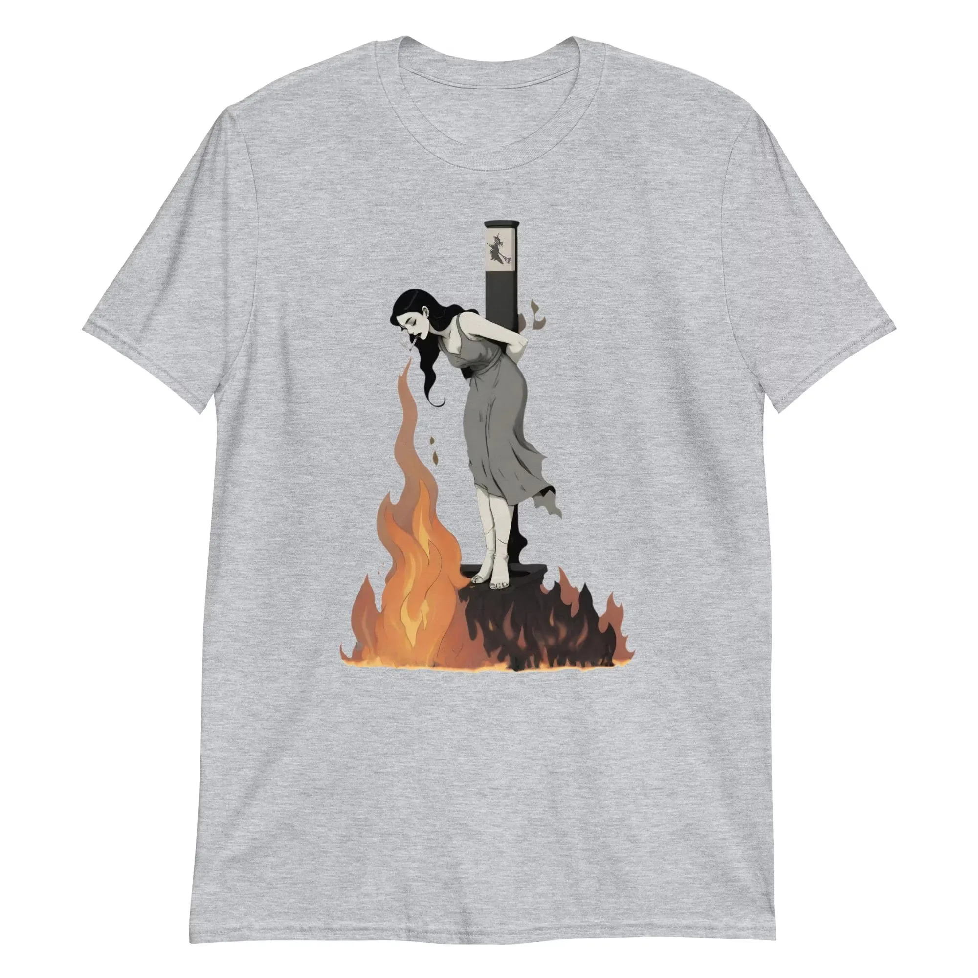 الساحرات الإضاءة السجائر أثناء حرق الرسم الطباعة الصيف الفاخرة العلامة التجارية القطن الرجال والنساء تي شيرت قصيرة الأكمام #4