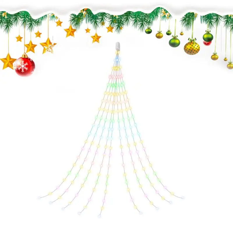 Waterfall Christmas Tree Lights 6.56Ft 9 Strands Waterfall LED Lights IP44 Waterproof Twinkle Lights Christmas Tree Waterfall