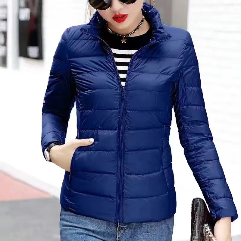 2024New Fashion Female Cold Jacket Women Winter Light White Duck Down Jacket Slim Puffer Jacket Portable Windproof Down Coat Top