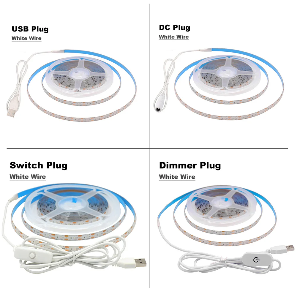 Светодиодная лента 5 В USB 2835 с вилкой постоянного тока 3528 SMD Гибкая светодиодная лента 60 светодиодов 0,5 м 1 м 2 м 5 м Подсветка шкафа Ночное подсветка телевизора