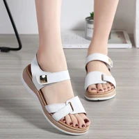 Women Sandals Shoes Leather Ladies Summer Beach Sandals Flat Casual Flip Flop White Gladiator Shoe Plus Small Size - Image 3