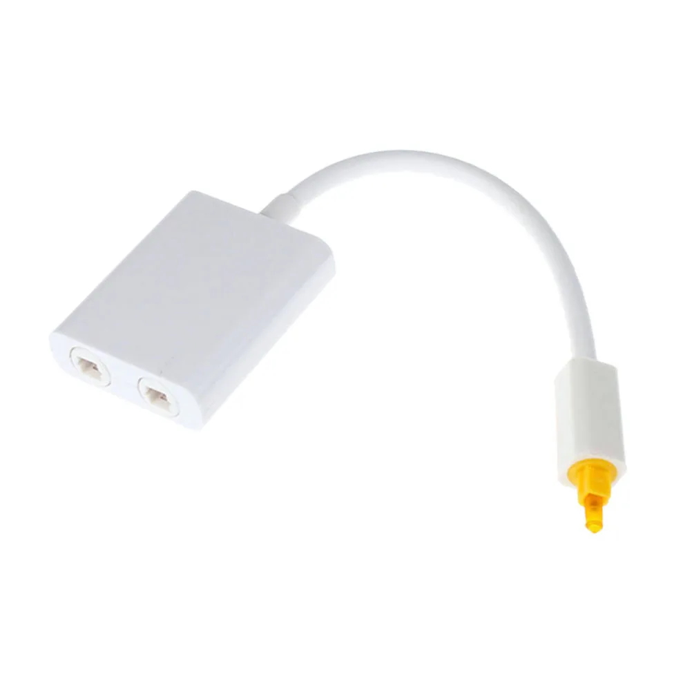 Optical Audio Splitter 1X2 Converter One Input Two Outputs Adapter White For Portable Av Equipment Gold Plated