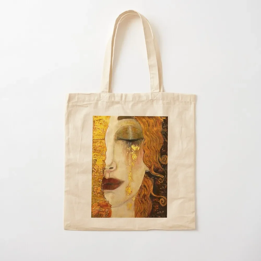 

Gustav Klimt Freya's Tears w/Signature| Women's Grief Art Nouveau Tote Bag large tote bag Shopper Tote Bag