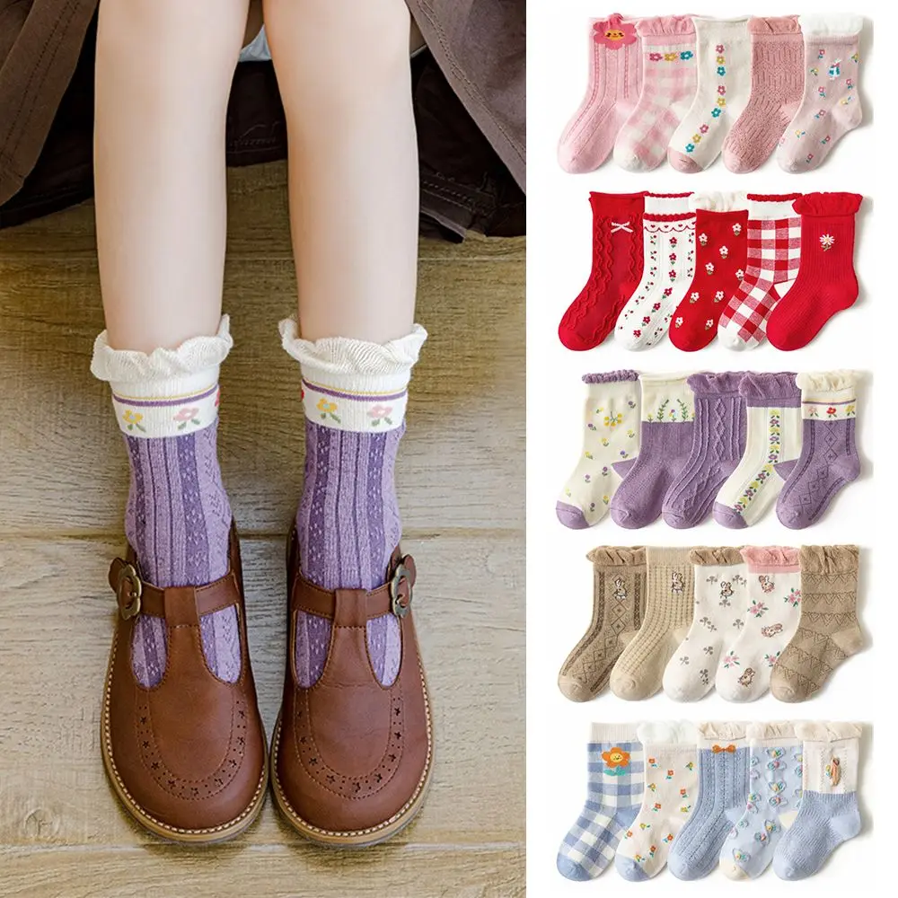 

5 Pairs 0-12 Years Soft Autumn Winter Children Socks Toddler Kids Socks School Socks Baby Girl Socks