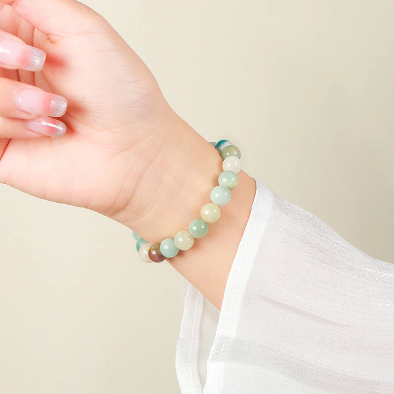 JD Natural Stone 3A Amazonite Round Beaded Bracelet Women Fashion Single Circle Stretch Rope Bracelet Healing Stone Jewelry Gift