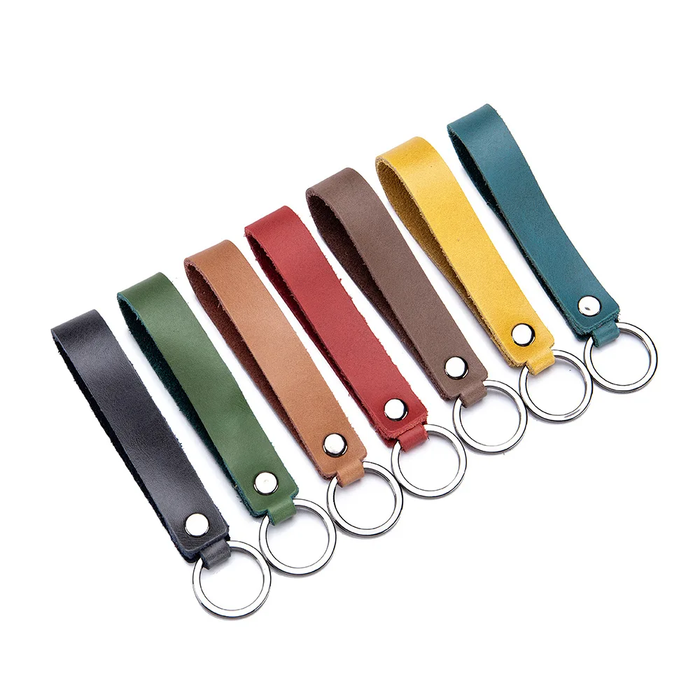 10pcs PU Leather Keychain Business Gift Leather Key Chain Men Women Car Key Strap Waist Wallet KeyChains Keyrings Wholesale