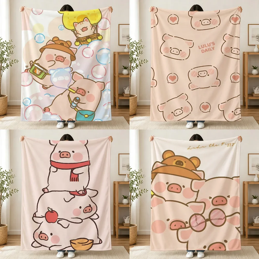 Cute Pink Piggy Nursery Throw Blanket Baby Shower Gift Plush Cartoon Animals Bedding Decor