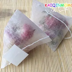 100pcs/lot Empty Corn Fiber Tea bags Pyramid Shape Heat Sealing Filter Teabags PLA Biodegraded