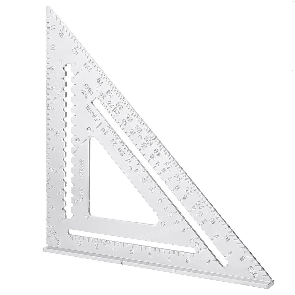 

12 inch Angle Ruler Imperial Aluminum Alloy Triangular Measuring Ruler Woodwork Speed Square Triangle Angle Protractor