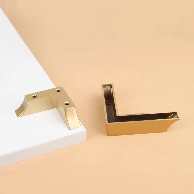 Pure Copper New Chinese L-shaped Sofa Chair Cabinet Copper Foot Pad Nordic Light Luxury 7-shaped Right Angle Brass Accessories