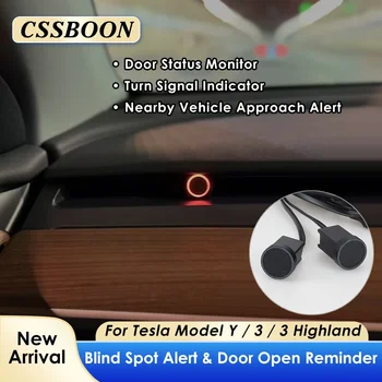 CSSBOON 모델 Y 사각지대 경고등 공기 통풍구 Tesla Model 3 2021-2025에 대한 숨겨진 교통 모니터링 시스템 지원