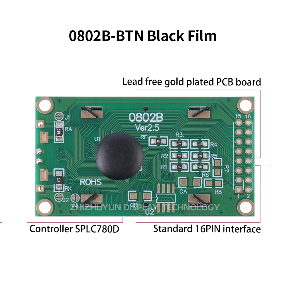 Spot Goods 0802B 16PIN Character Screen BTN Black Film Orange Font LCD Screen LCM Display Screen Multilingual Module