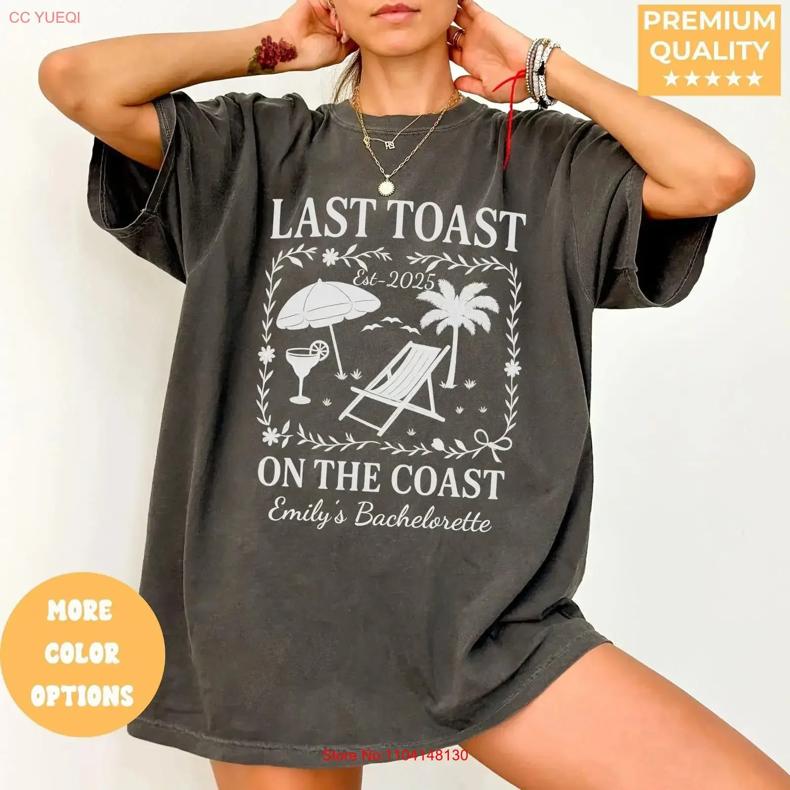 Beach Bachelorette Party T Shirt Last Toast on the Coast Custom Personalized Girls Trip Bridal s vintage Washed Slightly
