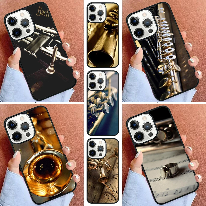 Piccolo Trumpet Brass Instruments Phone Case For iPhone 16 15 14 Pro 11 13 12 Mini Max SE 2020 6S 7 8 Plus Cover Capa