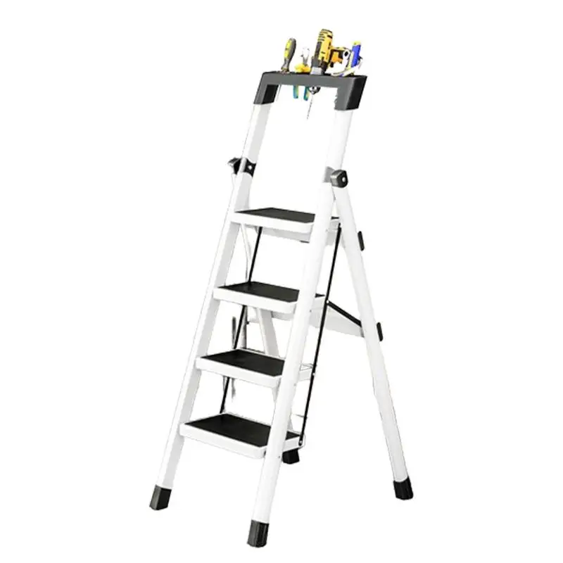 

Step Stool Ladder 4 Step Strong Load-Bearing Safety Stepladder Folding Step Stool Step Ladder Non-Slip Step Stool For Home