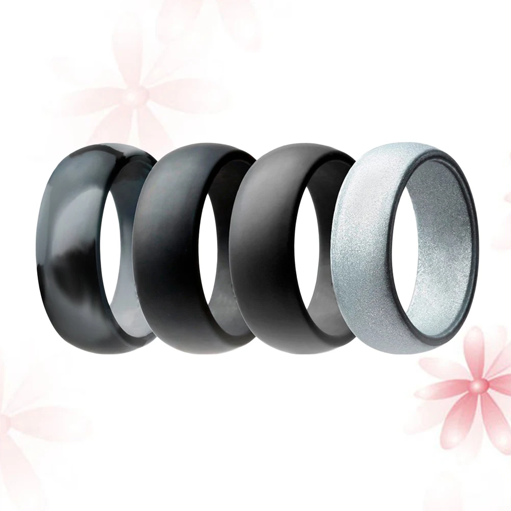 

4pcs Silicone Rings Sports Wedding Bands for Lovers Waterproof Flexible Safe Outdoor Exercise Popular Accessories