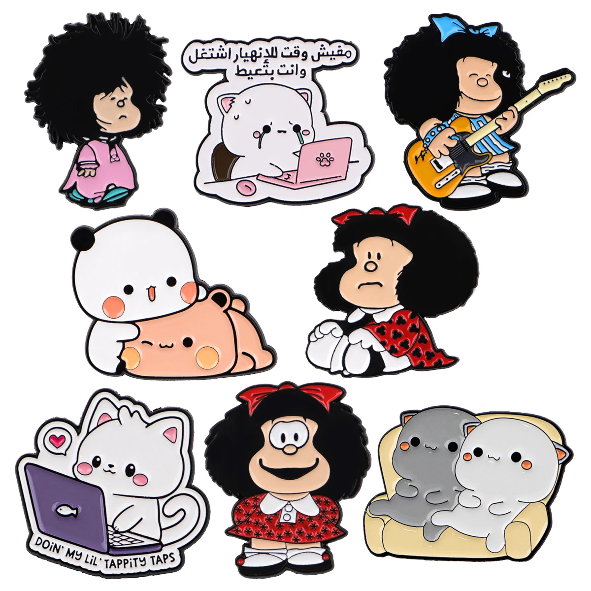 

Mix 4pcs/set Cute Girl and Bear Enamel Pin Metal Brooch Backpack Hat Bag Collar Badges Men Women Fashion Jewelry Collection Gift