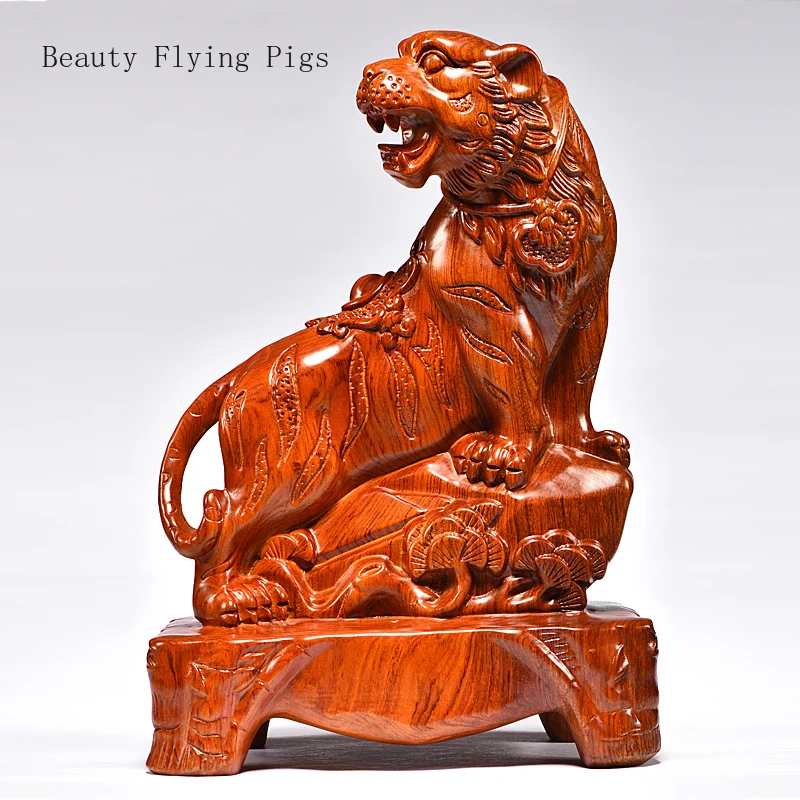 Chinese creative rosewood carving, tiger decorations, home and office crafts Animal  home decoration accessories