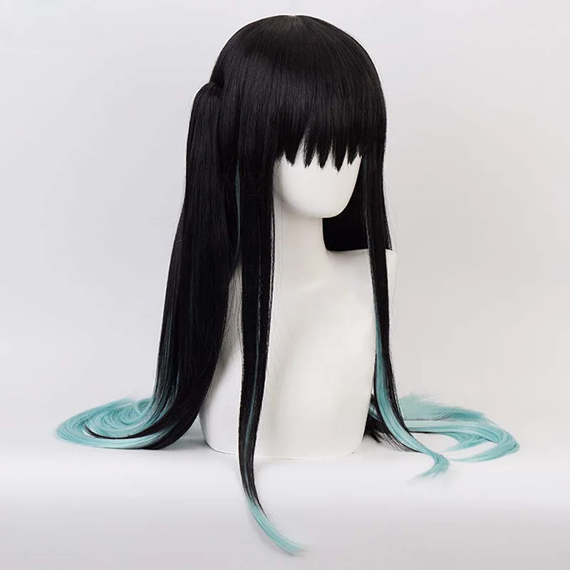 Anime Tokitou Muichirou Cosplay Synthetic Wig Muichiro Tokito Wig Heat Resistant Synthetic Hair Wigs