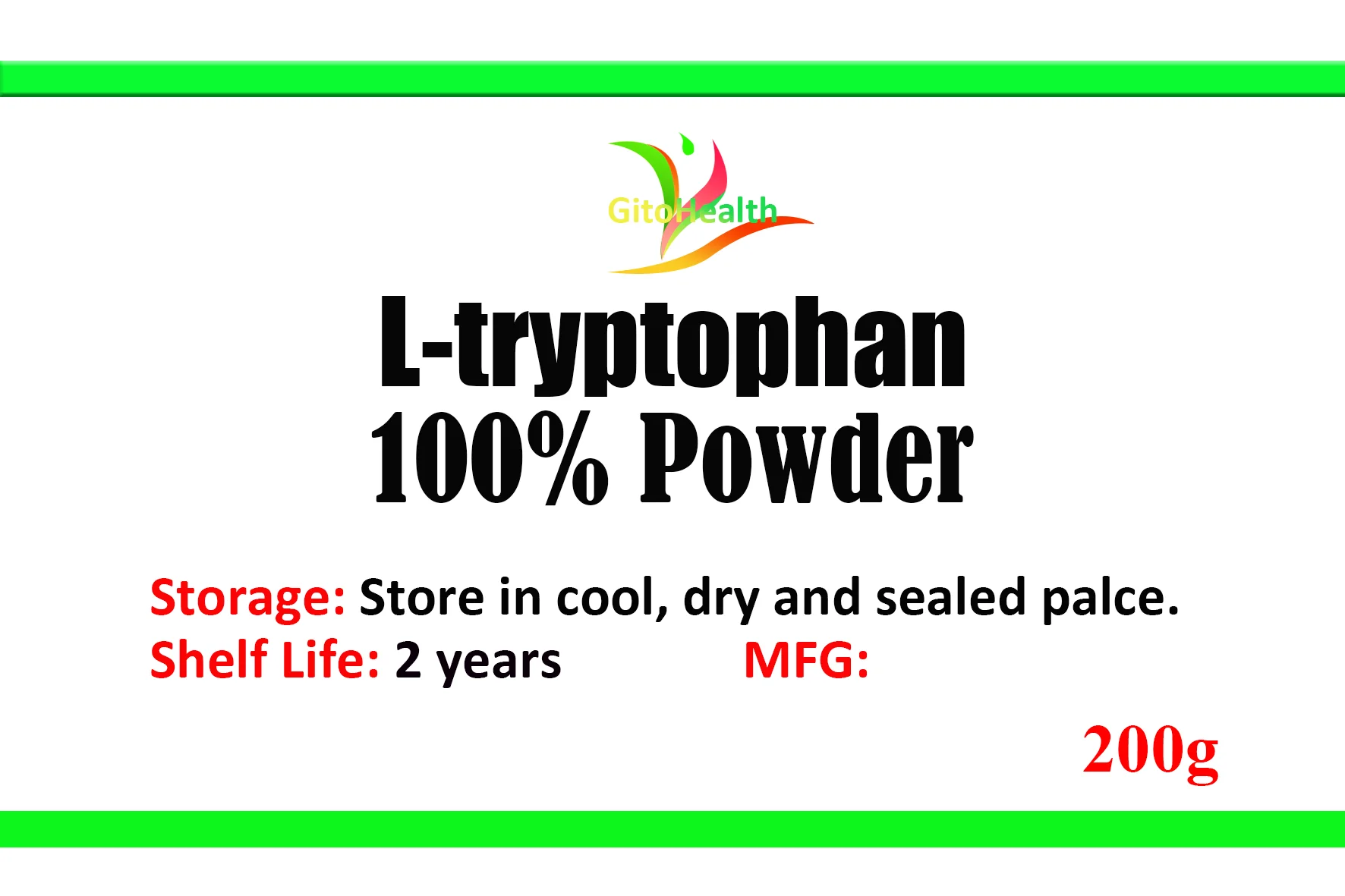 100g to 1000g of L-tryptophan