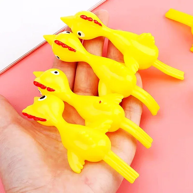 1PC Mini Yellow Sticky Finger Catapult Chicken Shooting Toy Boys Girls Gifts Children's Day Birthday Party Gifts Pinata Filling