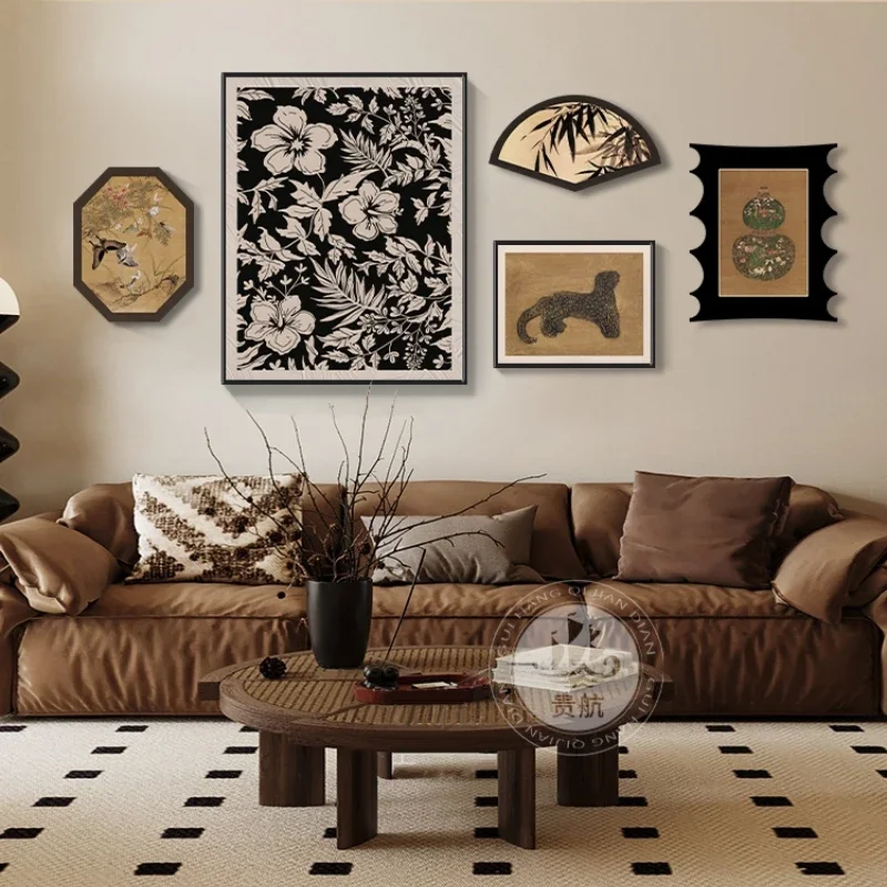 French Vintage Living Room Wall Art Set, Classic Hanging Decor, Southeast Asian, Retro Sofa Background Painting