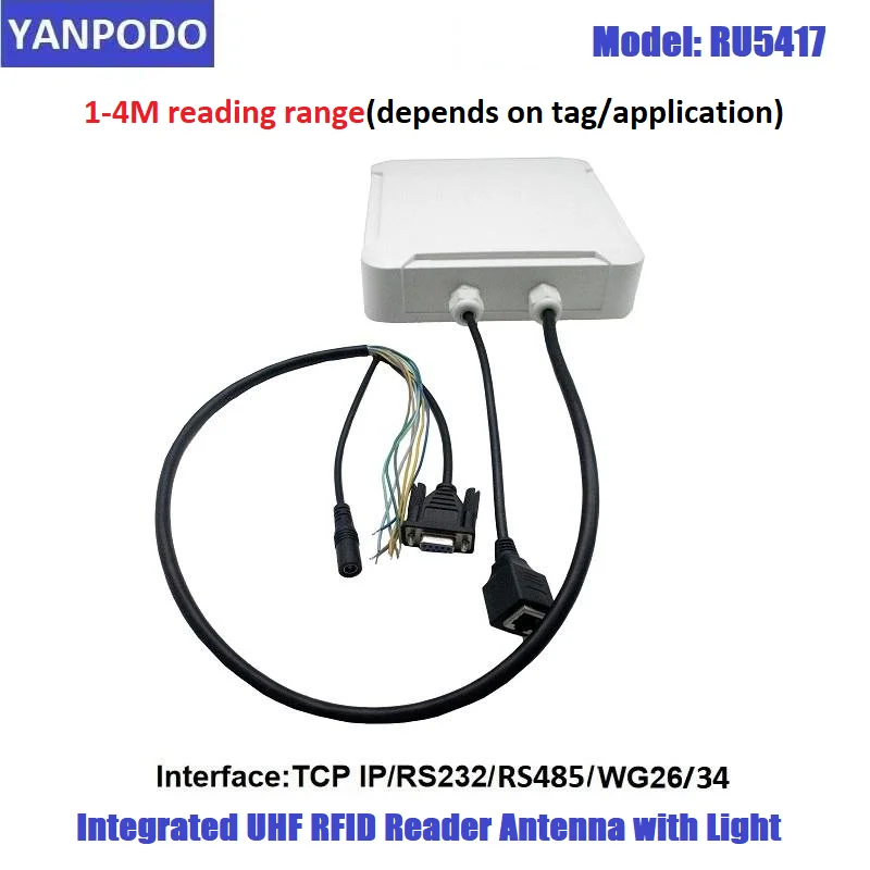 

7dbi Circular UHF RFID Integrated Reader 1-4 Meter USB/RS232/TCP/Weigand RFID Module Reader Antenna for Access Control Parking