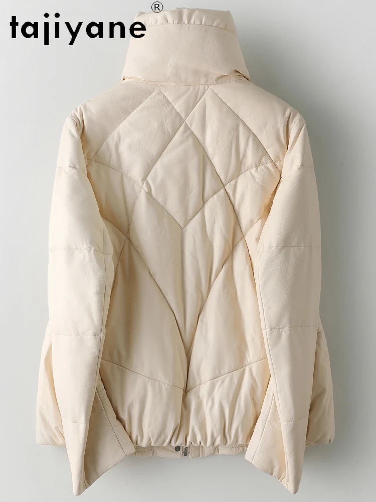 TAJIYANE جلد الغنم الحقيقي أوزة أسفل معطف امرأة أنيقة سترة منفوخة قسط حقيقية سترات من الجلد الشتاء ملابس حريمي 2025 Kosт