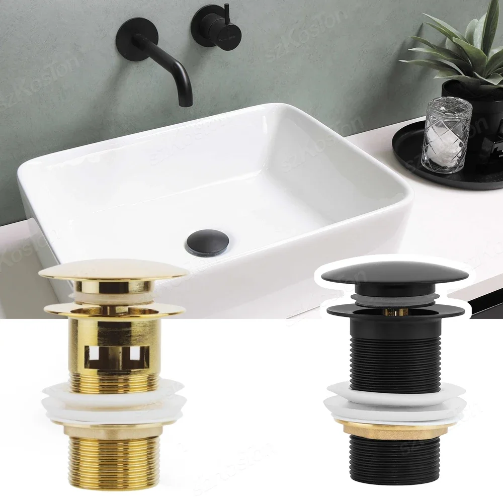 

Bathroom Basin Sink Sewer Pop Up Drain filter Waste Stopper Bathroom Kitchen Faucet Accessories Brass Matt Black Gold