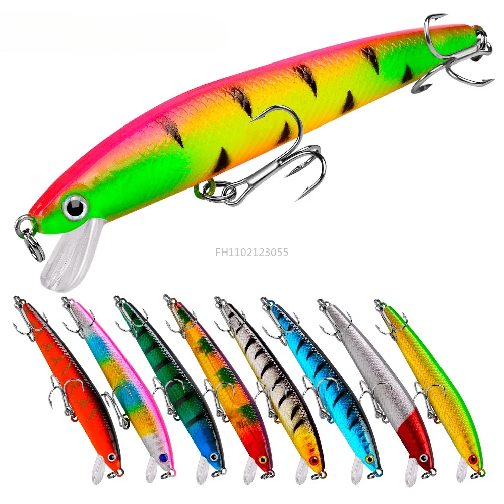 3D Crystal Minnow Floating Fishing Lure 95mm 8.5g Saltwater Wiggling Wobblers Trolling Jerkbait For Bass Pesca Fishing Tackle