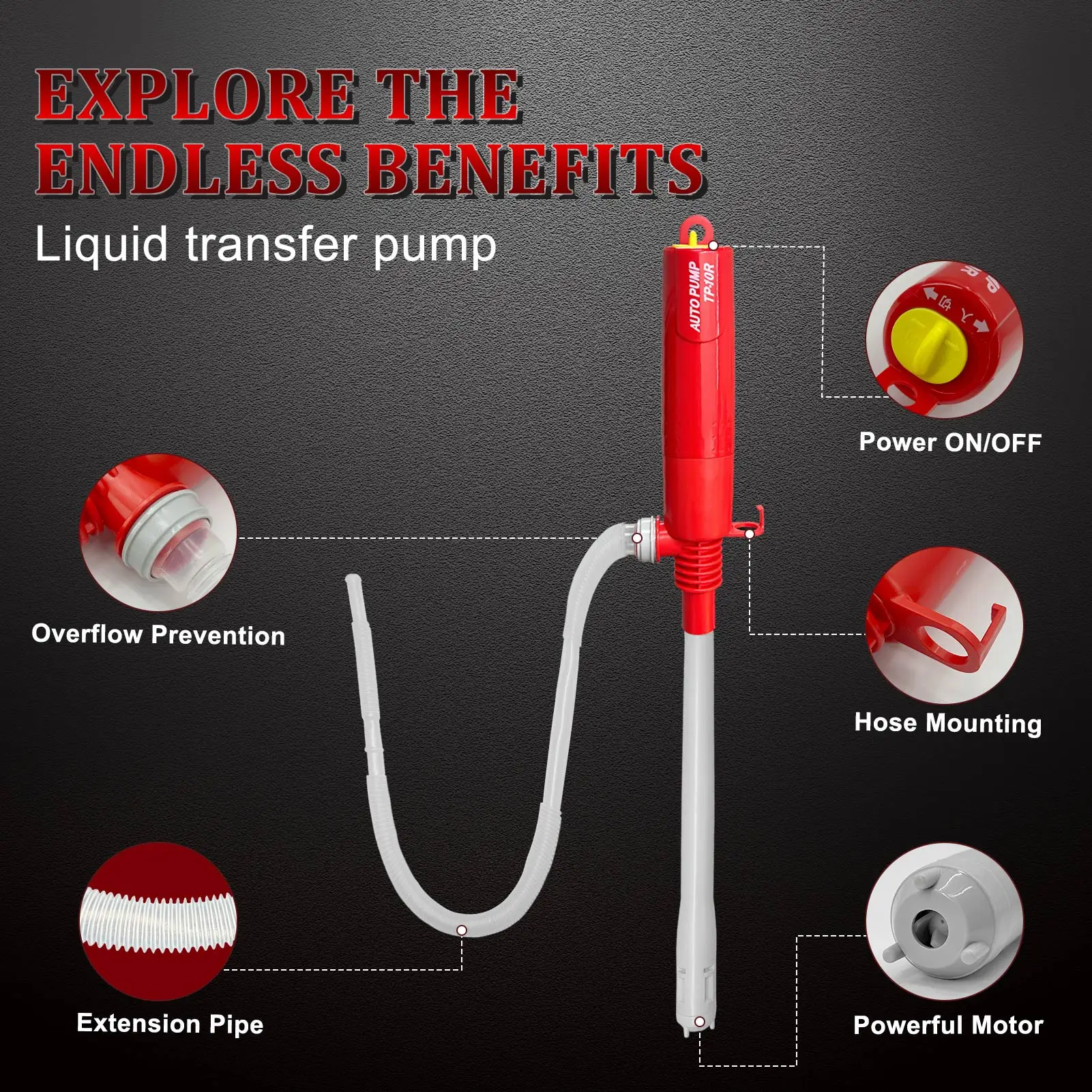 Portable Liquid Transfer Oil Pump  Battery Operated Liquid Transfer Pump with Auto-stop Sensor 2.4 Gallons Per Min