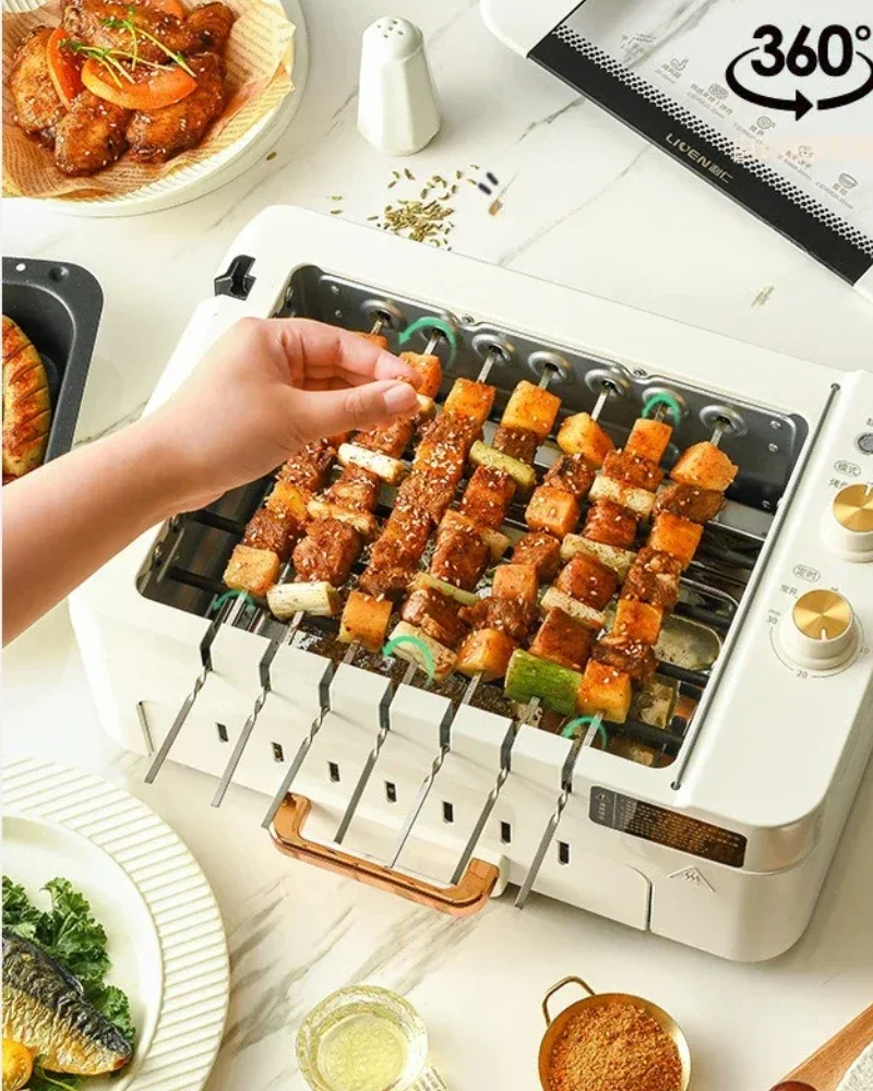 Szaszłyk Grill Domowy Automatyczny Obrotowy Wielofunkcyjny Kryty Grill Elektryczny Lekki Grill Dymny G-26