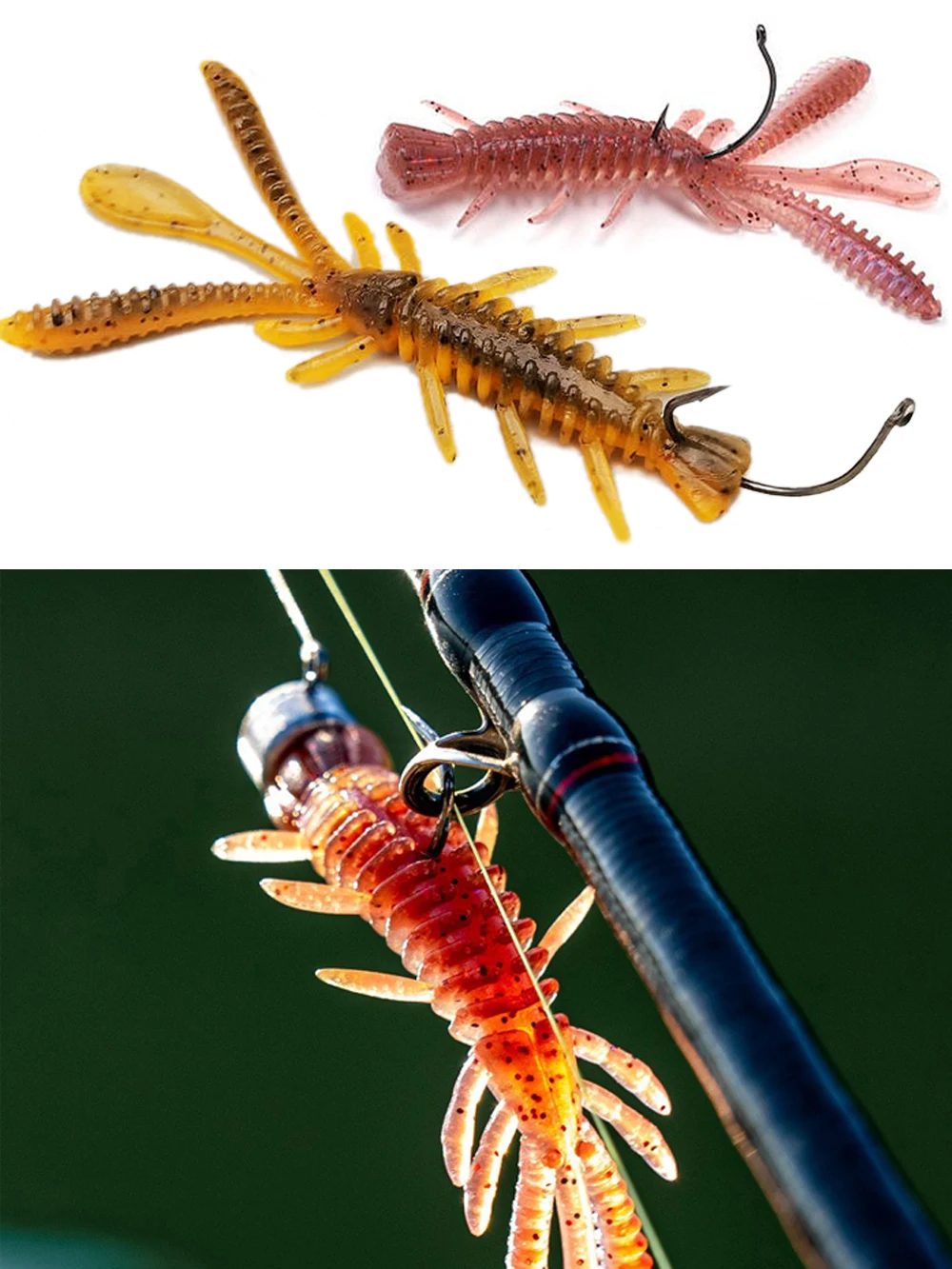 Schwimmende Weichköder-Set 5cm 6cm 7cm Garnelen-Jig-Rig Pesca Angelausrüstung 10Stk 20Stk Köder-Tackle Silikon-Swimbait Karpfen-Lockmittel