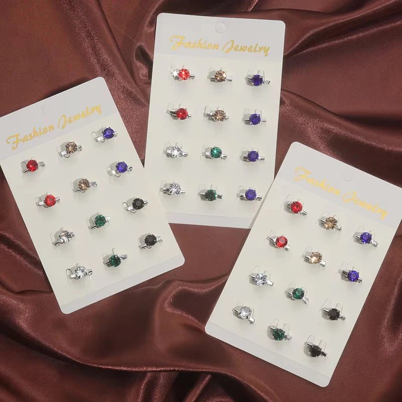 12Pcs/Set Rhinestone Muslim Hijab Scarf Fashion Women Safey Brooch Jewelry Islamic Multicolor Headscarf Shawl Ethnic Accessories