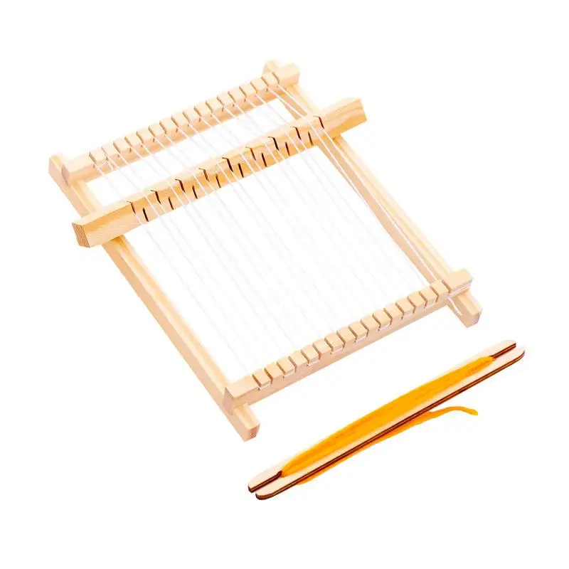 Knitting Loom Mini DIY tradycyjne drewniane tkactwo zabawki Loom Handmade maszyny dziewiarskie z akcesoriami dla dzieci dzieci