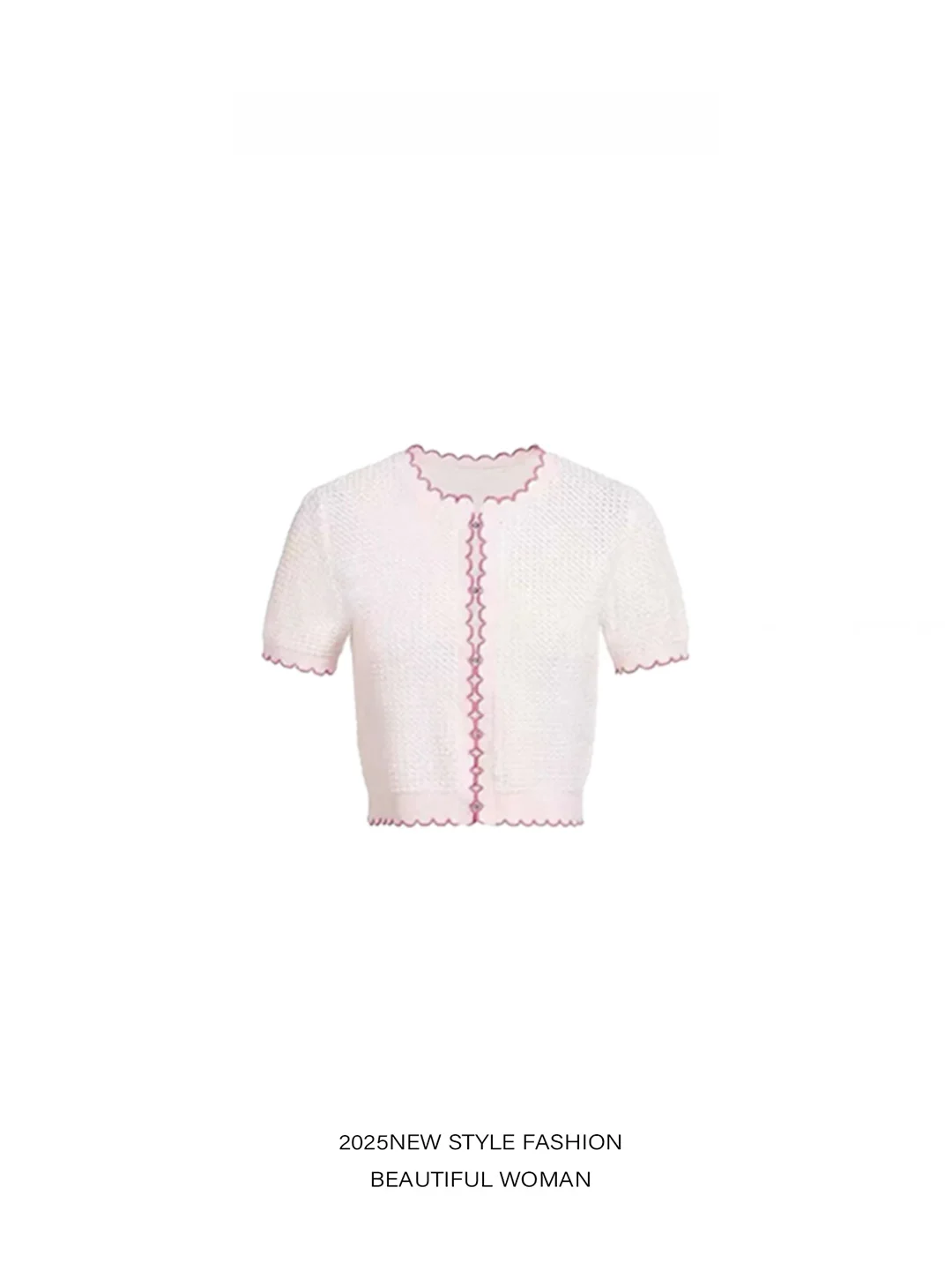 

Вязаный кардиган Knoinghead: модный укороченный топ с высокой талией, круглым вырезом и ажурными вставками для лета и повседневной носки