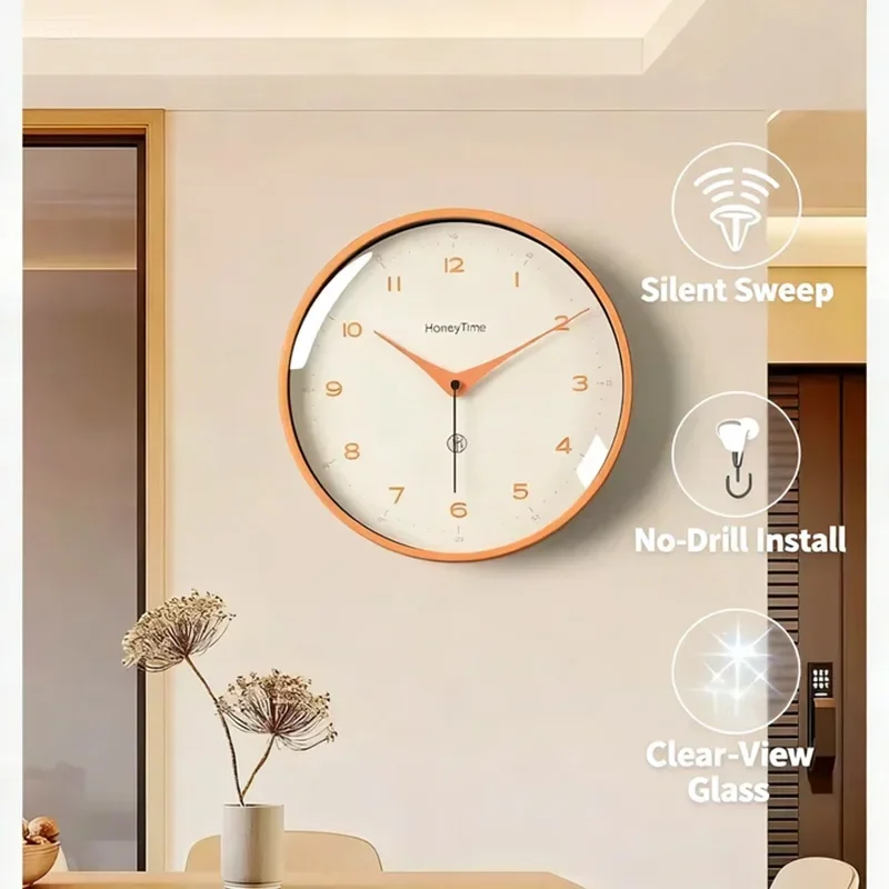 12/10 Inch Silent Wall Clock Non-Ticking Quartz Battery Operated Modern Decorative Clock for Home Bedroom Office Decro